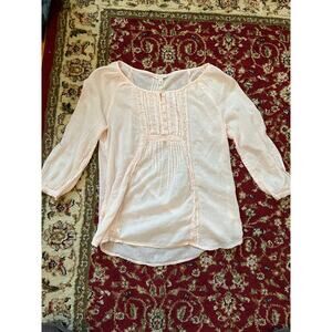 Sonoma Life + Style Light Pink Peasant Blouse Lace Pintuck Women’s XS